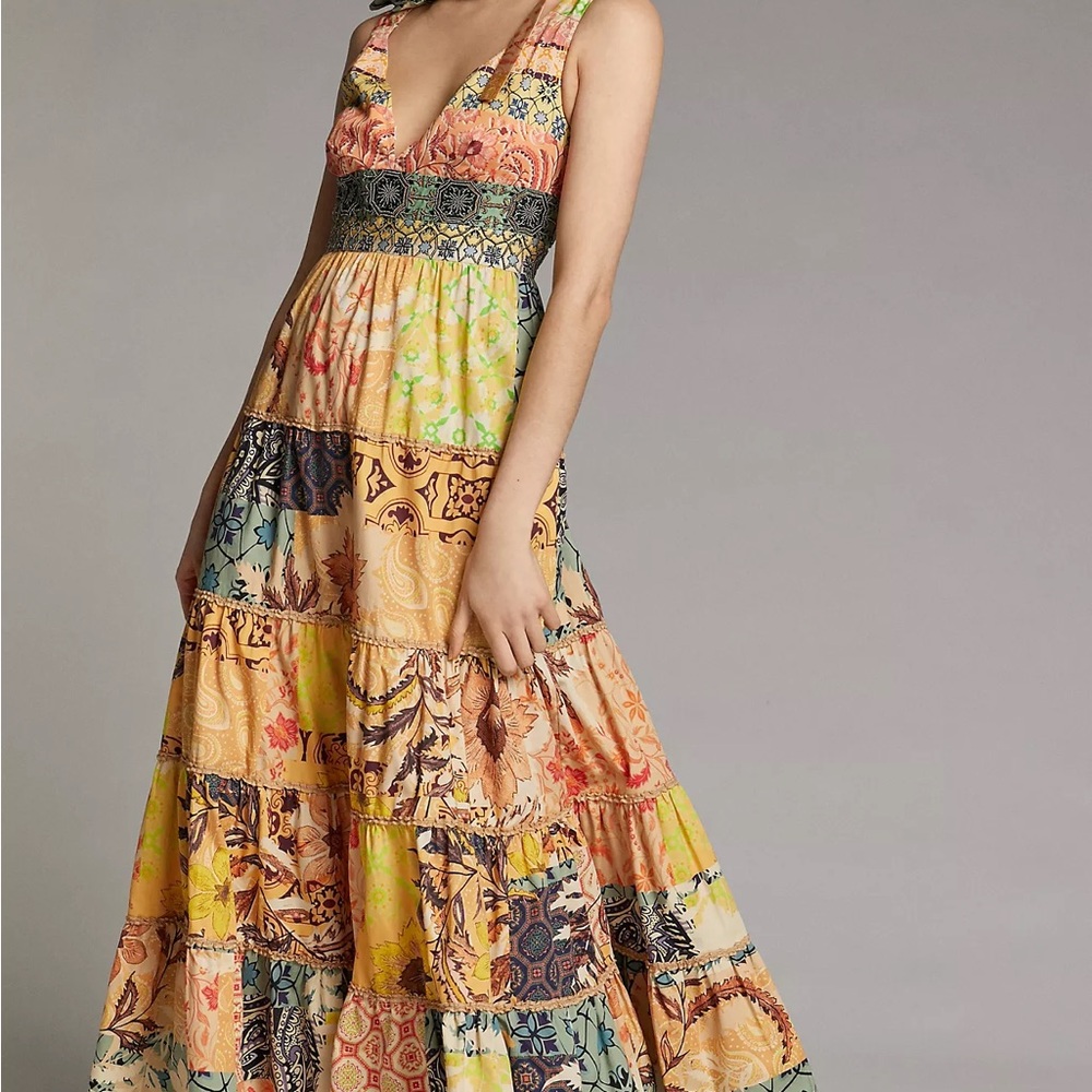 Anthro Rosalina Patchwork Dress Patchwork Maxi Dress